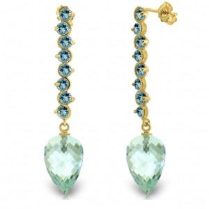 SOLID GOLD EARRINGS WITH DROP BRIOLETTE BLUE TOPAZ